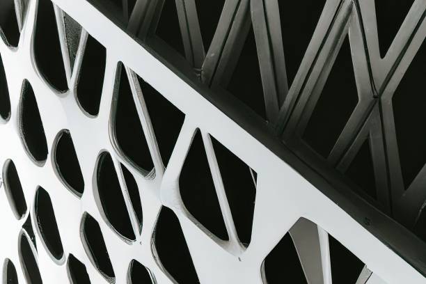 istock Digital 3D render of an abstract building facade with structural details 1438315044
