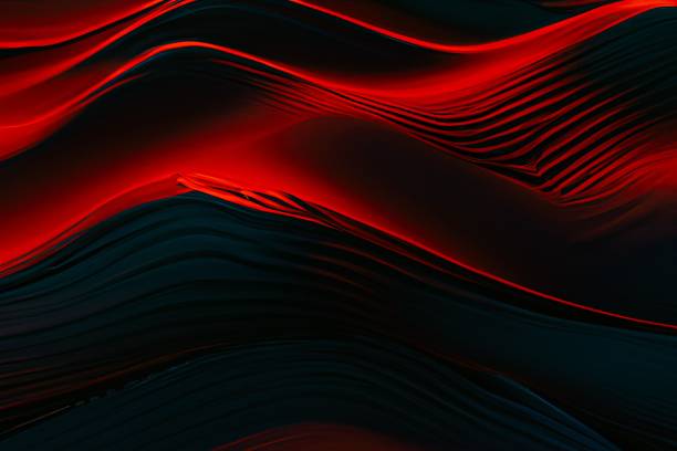 istock Abstract black and red wavy background 1438315442