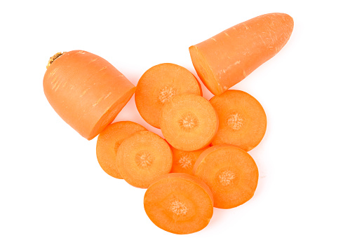 slice carrot isolated on white background. top view