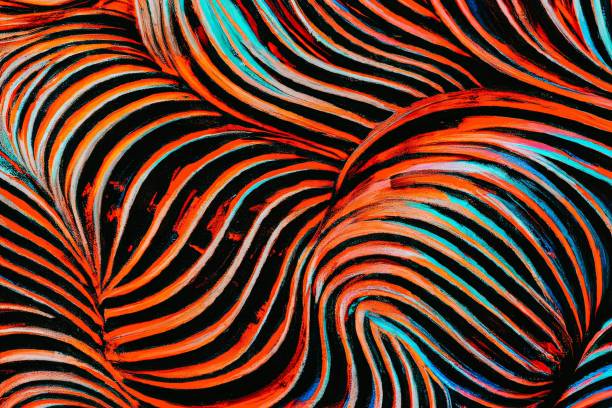 istock Abstract background with orange and blue lines and waves 1438316111