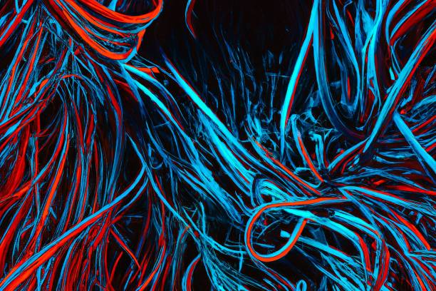 istock Abstract illustration of messy blue and red strings for a background or wallpaper 1438316115