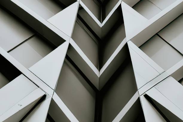 istock Digital 3D render of an abstract building facade with structural details 1438316195