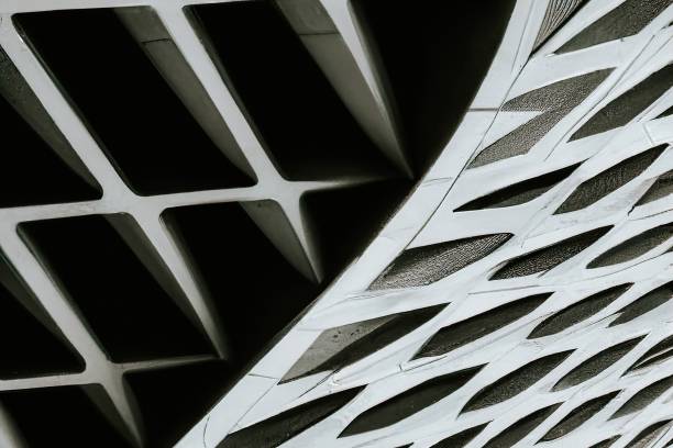 istock Digital 3D render of an abstract building facade with structural details 1438316202