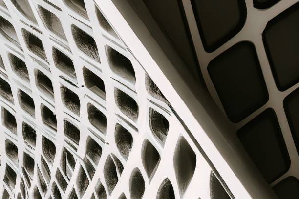 istock Digital 3D render of an abstract building facade with structural details 1438316204