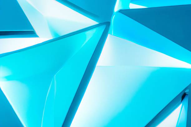 istock 3D rendering of turquoise triangle shapes with white shadowing 1438317994