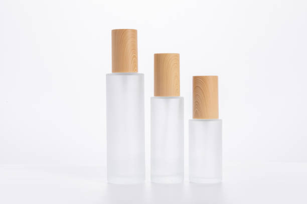 istock Three different sized skincare bottles isolated on a white background 1438318436