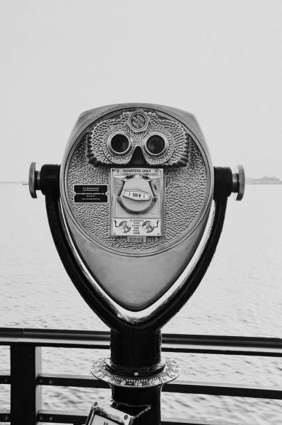 istock Vertical shot of coin-operated binoculars on white background 1438318768