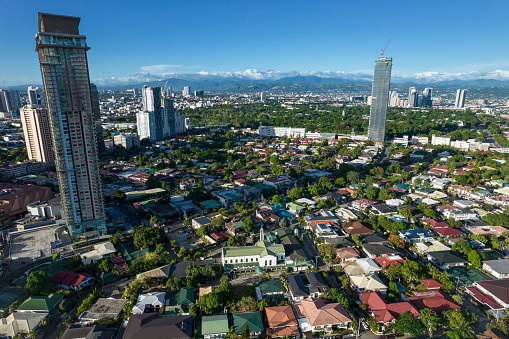 San Juan, Metro Manila, Philippines - May 2022: Aerial of Greenhills East Subdivision.