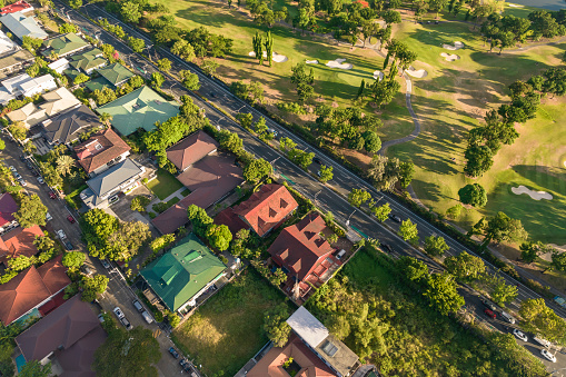 Luxury houses near Wack Wack Golf course in Greenhills West Village in San Juan, Metro Manila, Philippines.