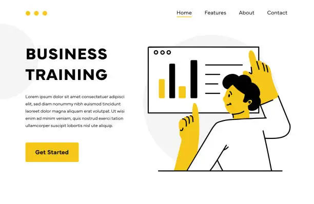 Vector illustration of Business Training Vector Landing Page Design