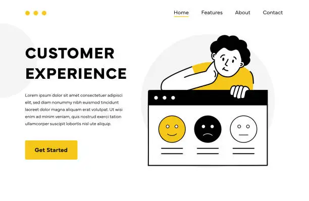 Vector illustration of Customer Experience Illustration Landing Page Design