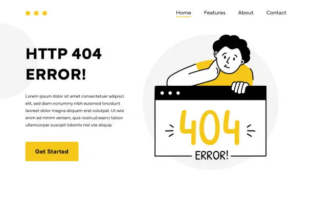 Vector illustration of 404 Error Illustration Landing Page Design
