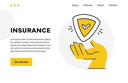Insurance Colorful illustration for web banner and landing page design.