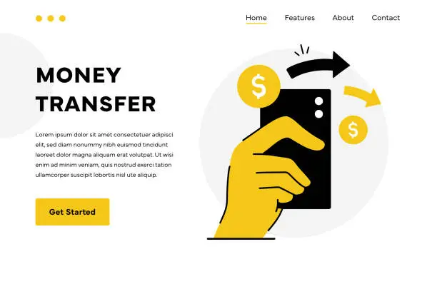 Vector illustration of Money Transfer Illustration Landing Page Design