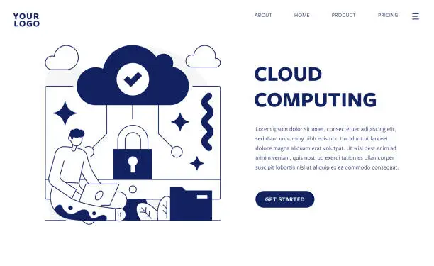 Vector illustration of Cloud Computing Flat Design Illustration Template for web and mobile