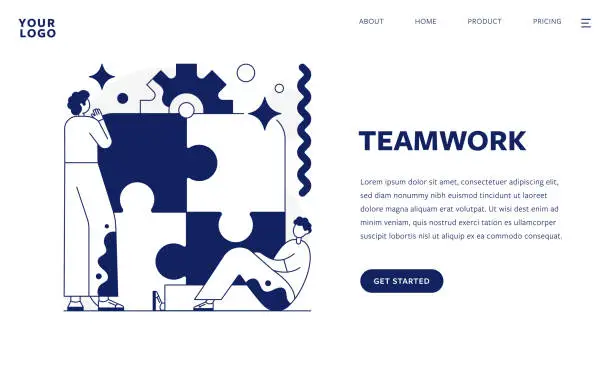 Vector illustration of Teamwork Flat Design Illustration Template for web and mobile