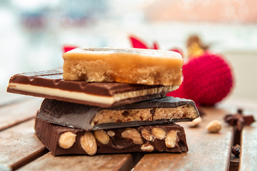 traditional nougat with Christmas decorations