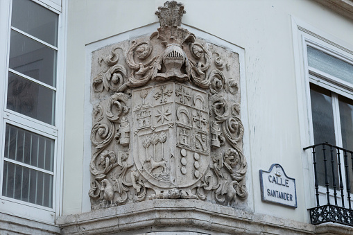 coat of arms on the city of Valencia on the facade of the Central Market; Valencia, Spain