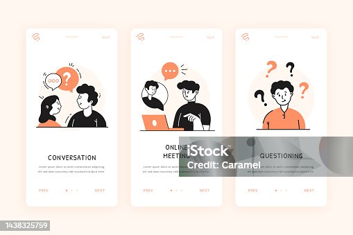 istock Business Communication Illustration for Onboarding Mobile Phone Screen Template 1438325759
