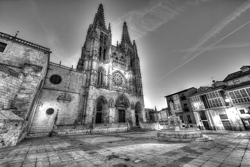 Burgos, Spain, Oct. 7, 2022: Burgos cathedral at Santa Maria square, Burgos, Spain
