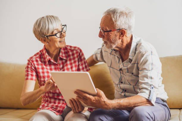 istock Senior couple at home 1438326667