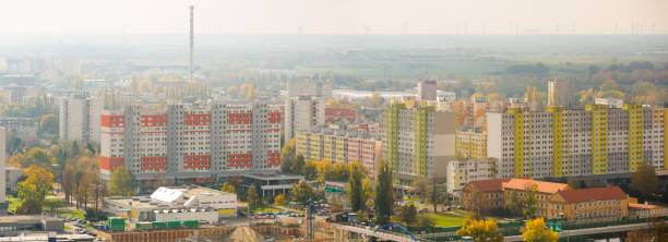istock Panoramic view of Bratislava with modern apartment buildings 1438326931