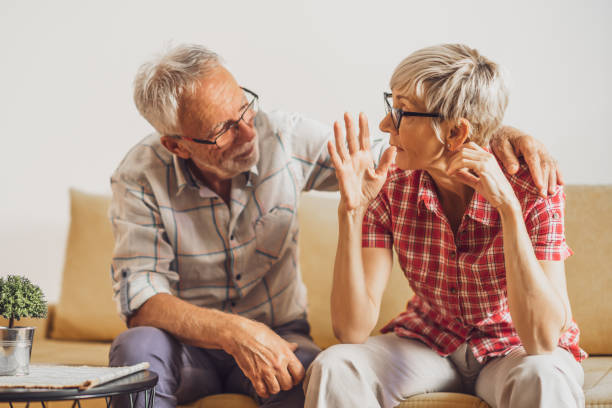 istock Senior couple at home 1438327791