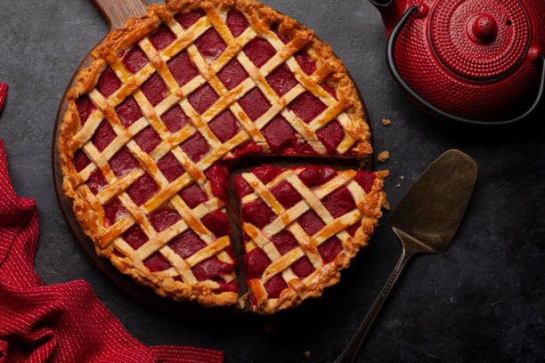 istock Sweet raspberry and strawberry jam cake 1438329836