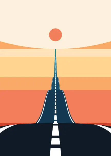 Vector illustration of Long highway
