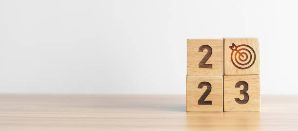 istock 2023 block with dartboard icon. Goal, Target, Resolution, strategy, plan, Action, mission, motivation, and New Year start concepts 1438332291