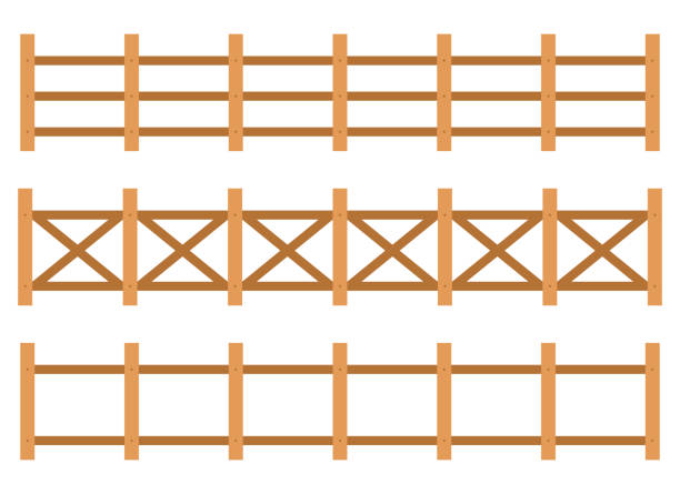 istock Wooden fence in flat style vector illustration isolated on white 1438333258