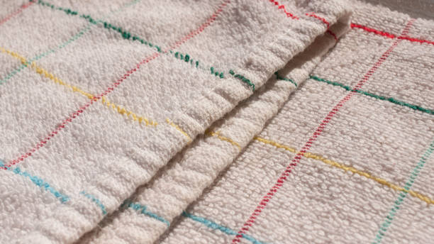 istock Color lines grid in white kitchen cloth 1438339781