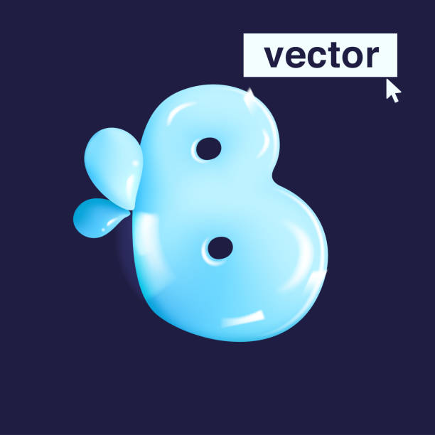 B Letter Pure Water Logo In Realistic 3d And Cartoon Balloon Style Stock  Illustration - Download Image Now - iStock