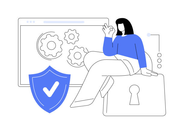ilustrações, clipart, desenhos animados e ícones de ilustração de vetor de conceito de proteção de dados de segurança cibernética. - vector fantasy elegance safety