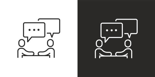 ilustraciones, imágenes clip art, dibujos animados e iconos de stock de icono de charla - parejas