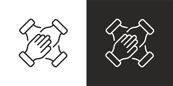 4 hands holding together icon