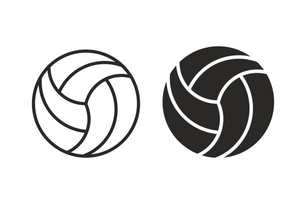 ilustrações, clipart, desenhos animados e ícones de ícone da esfera do voleibol - vôlei