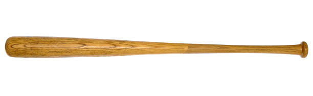 primo piano della mazza da baseball isolata - wooden bat foto e immagini stock