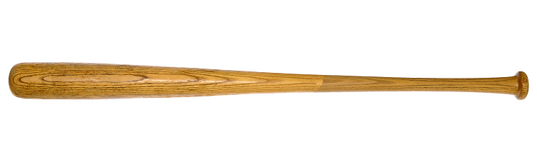 Closeup of baseball bat isolated on white background