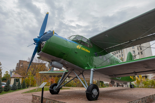 A model of the classic DC-3 Dakota on a white background.