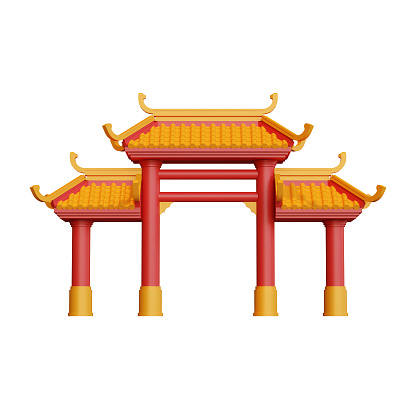 Chinatown Gate 3D Render Illustration Element 02