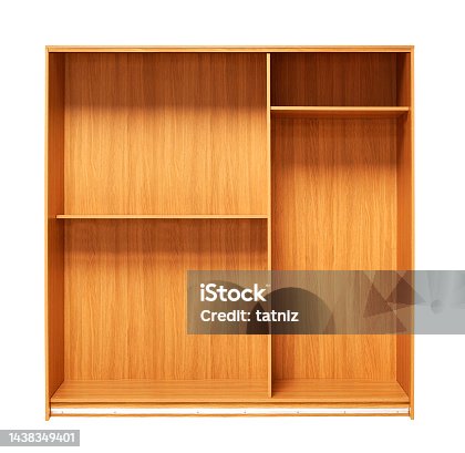 istock Wooden cabinet isolated on white background 1438349401