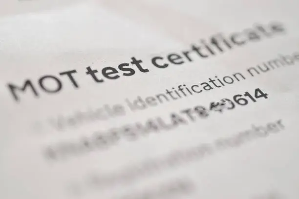 Photo of Closeup shot of a Mot test certificate