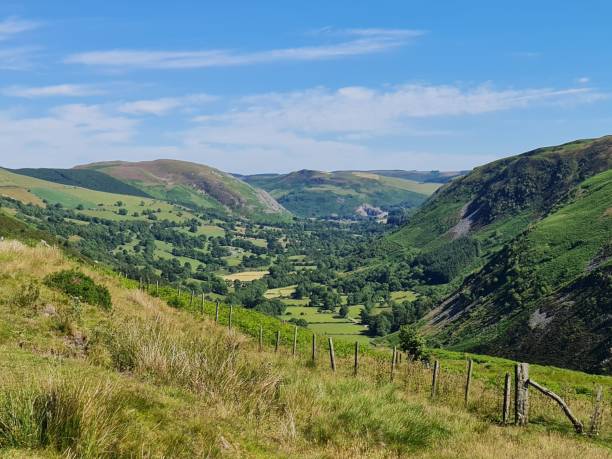 istock Distant panoramic shot of a scenic mountains sight with blue sky in the background 1438352536