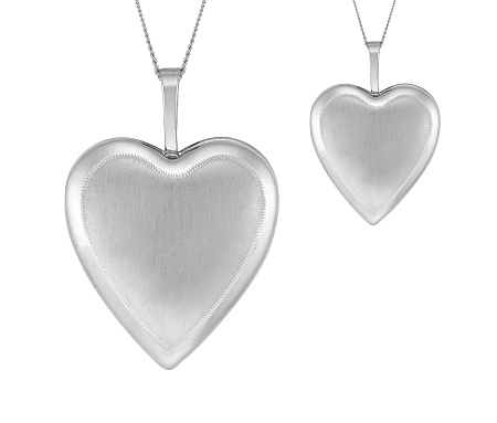 Silver pendant hearts isolated on white background