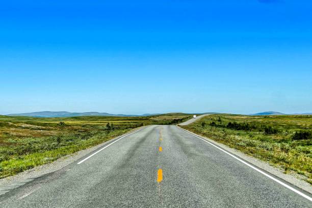 istock Beautiful shot of an empty road under a blue sky at daytime 1438354876