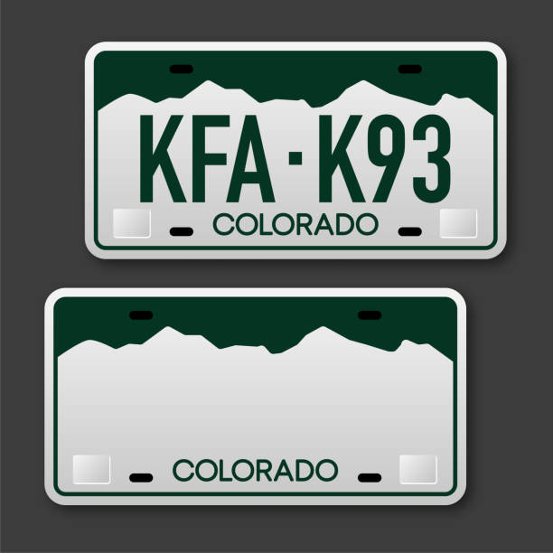 Retro car plate for banner design. Colorado state. Isolated vector illustration. Business, icon set.
