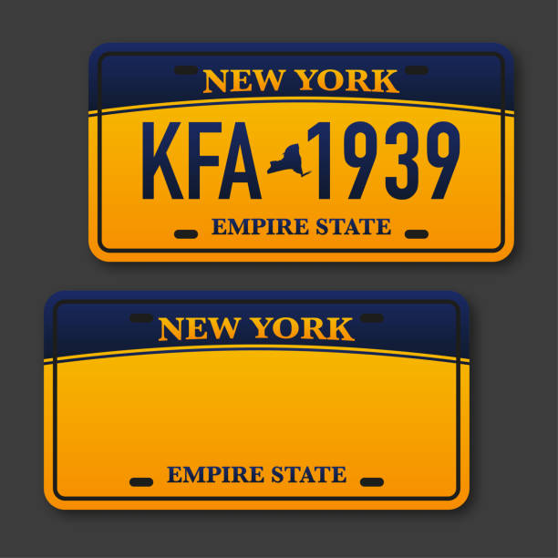 Retro car plate for banner design. New York state. Isolated vector illustration. Business, icon set vector art illustration
