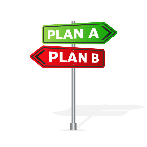 istock Plan b red color and plan a green color on door sign. 1438357587