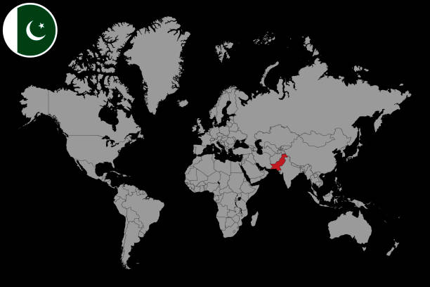 закрепите карту с флагом пакистана на карте мира. векторная иллюстрация. - national flag flag planet symbol stock illustrations